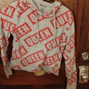 On Fire Gray Hoodie with Red Queen Pattern